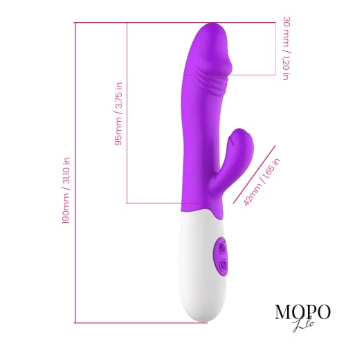 MOPO LLC Realistic Rabbit Vibrator Dildo for Women Vaginal Health G Spot Vibrator, Waterproof Clitoral Stimulator for Beginners Rechargeable Adult Sex Toys Purple