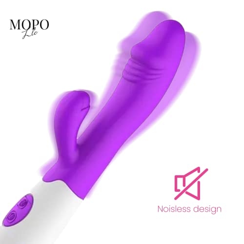 MOPO LLC Realistic Rabbit Vibrator Dildo for Women Vaginal Health G Spot Vibrator, Waterproof Clitoral Stimulator for Beginners Rechargeable Adult Sex Toys Purple