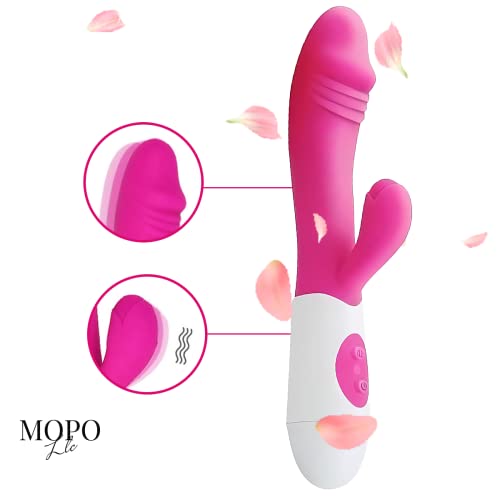MOPO LLC Realistic Rabbit Vibrator Dildo for Women Vaginal Health G Spot Vibrator, Waterproof Clitoral Stimulator for Beginners Rechargeable Adult Sex Toys Pink