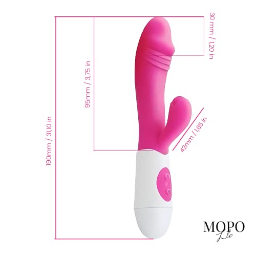 MOPO LLC Realistic Rabbit Vibrator Dildo for Women Vaginal Health G Spot Vibrator, Waterproof Clitoral Stimulator for Beginners Rechargeable Adult Sex Toys Pink