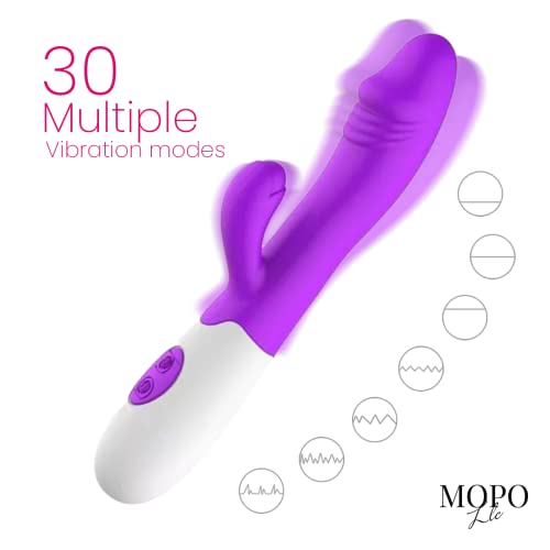 MOPO LLC Realistic Rabbit Vibrator Dildo for Women Vaginal Health G Spot Vibrator, Waterproof Clitoral Stimulator for Beginners Rechargeable Adult Sex Toys Purple