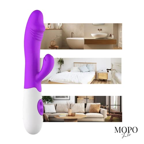 MOPO LLC Realistic Rabbit Vibrator Dildo for Women Vaginal Health G Spot Vibrator, Waterproof Clitoral Stimulator for Beginners Rechargeable Adult Sex Toys Purple