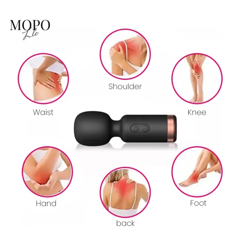 MOPO LLC Massage Wand Vibrator, Clitoral Stimulator, Wireless Sextoy, Quiet & Waterproof, Powerful Personal Clitoris Massager for Women Black
