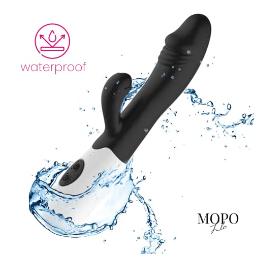MOPO LLC Realistic Rabbit Vibrator Dildo for Women Vaginal Health G Spot Vibrator, Waterproof G Spot Stimulator for Beginners Rechargeable Adult Toys Black