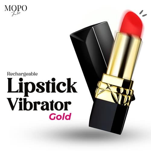 MOPO LLC Bullet Lipstick G Spot Vibrator - Lipstick Shaped Tip with 10 Vibration Modes Discreet Pocket Womens Vibrator for Her, Rechargeable Soft Powerful Vibrating Adult Toy Gold