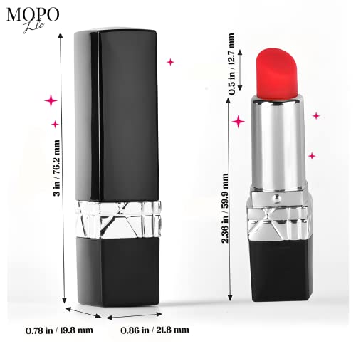 MOPO LLC Bullet Lipstick G Spot Vibrator - Lipstick Shaped Tip with 10 Vibration Modes Discreet Pocket Womens Vibrator for Her, Rechargeable Soft Powerful Vibrating Adult Toy Silver