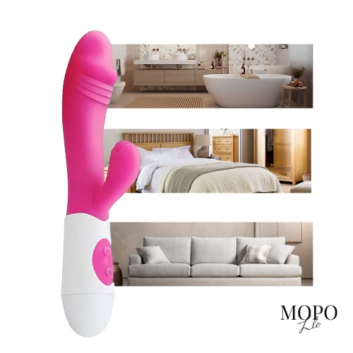 MOPO LLC Realistic Rabbit Vibrator Dildo for Women Vaginal Health G Spot Vibrator, Waterproof Clitoral Stimulator for Beginners Rechargeable Adult Sex Toys Pink