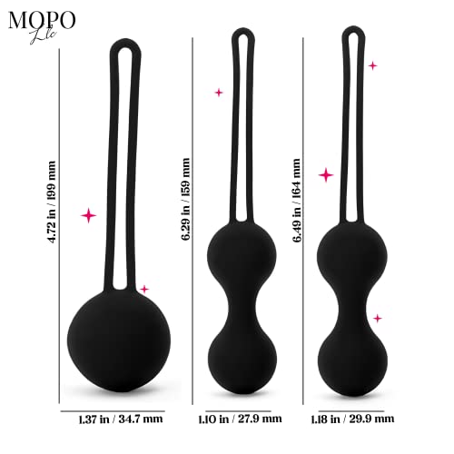 MOPO LLC Kegel Weighted Exercise Balls - Pelvic Floor Tightening and Strengthen Bladder Control - Prevent Prolapse - Set of 3 for Beginners to Advanced