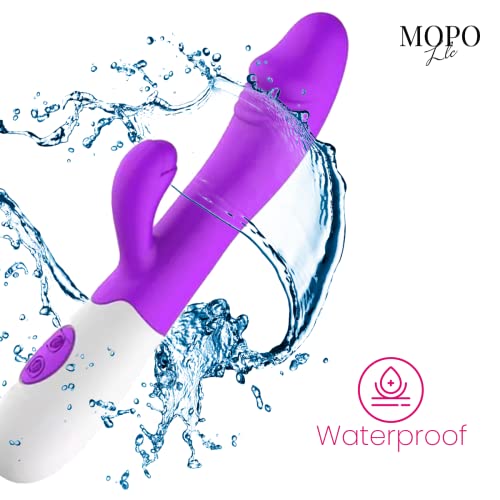 MOPO LLC Realistic Rabbit Vibrator Dildo for Women Vaginal Health G Spot Vibrator, Waterproof Clitoral Stimulator for Beginners Rechargeable Adult Sex Toys Purple