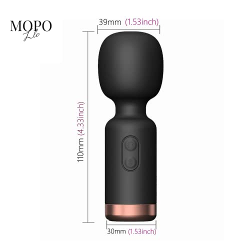 MOPO LLC Massage Wand Vibrator, Clitoral Stimulator, Wireless Sextoy, Quiet & Waterproof, Powerful Personal Clitoris Massager for Women Black