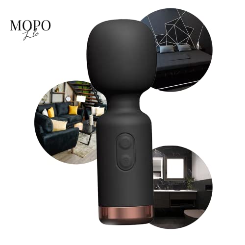 MOPO LLC Massage Wand Vibrator, Clitoral Stimulator, Wireless Sextoy, Quiet & Waterproof, Powerful Personal Clitoris Massager for Women Black