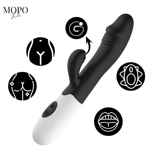 MOPO LLC Realistic Rabbit Vibrator Dildo for Women Vaginal Health G Spot Vibrator, Waterproof G Spot Stimulator for Beginners Rechargeable Adult Toys Black