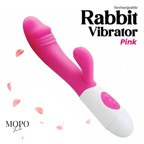 MOPO LLC Realistic Rabbit Vibrator Dildo for Women Vaginal Health G Spot Vibrator, Waterproof Clitoral Stimulator for Beginners Rechargeable Adult Sex Toys Pink